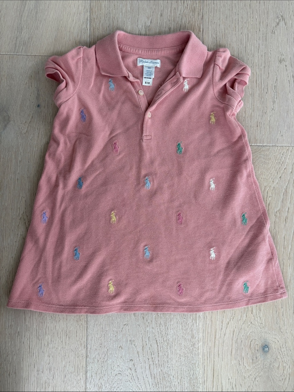 Ralph Lauren Pink Polo Dress with Multicolor Pony Embroidery